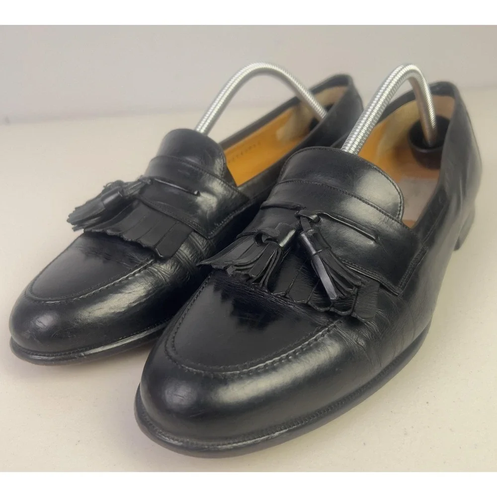 Mezlan Santander Shoes Mens Size 11 Black Leather Tassel Loafers Dress Spain